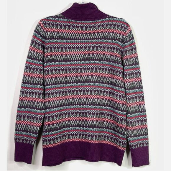 L.L . Bean Cotton Cashmere Fair Isle Turtleneck Sweater Size Medium - Picture 5 of 6